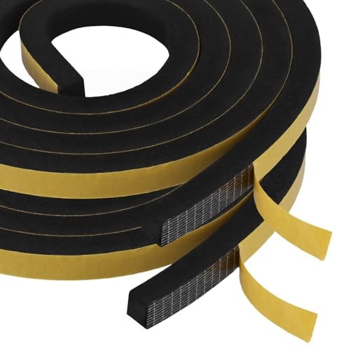 QWORK® 2 Rollen Schaumstoff Dichtungsband, Dichtungsband Selbstklebend 12mm x 10mmx2m, Anti-Kollision Schalldämmung Schaumstoffband, für Fenster und Klimaanlage