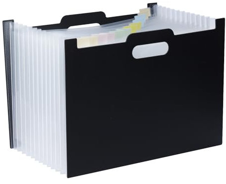 DoocliB Dokumentenmappe A4,Fächermappe Ordnungsmappe erweiterbar Taschen Erweitern Dateiordner 13Fächer, Akkordeon Ordner Tragbar,Sortiermappe für Zuhause oder Büro Dokumente(Schwarz)