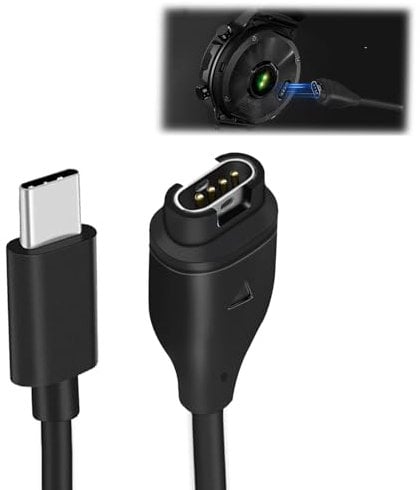 Cavo di ricarica USB C per orologio Garmin Fenix 5 5S 5X Plus 6 6S 6X Pro 7 7S 7X, Forerunner 245 255s 265 265s 945 965, Vívoactive 3 4 4S Venu, Approach S10 S40 S60 S12 S42, 1 m