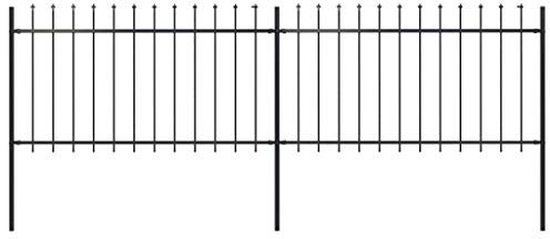 Clôture et barrières, panneaux de clôtureClôture de jardin avec dessus en acier 3,4 x 1 m Noir