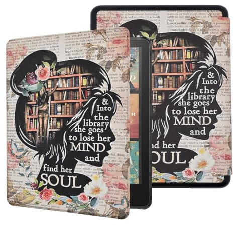Étui pour Kindle Paperwhite 12e génération 2024 et Kindle Colorsoft Signature Edition, cadeau pour les amateurs de livres, étui de protection léger en cuir PU avec dragonne de mise en veille