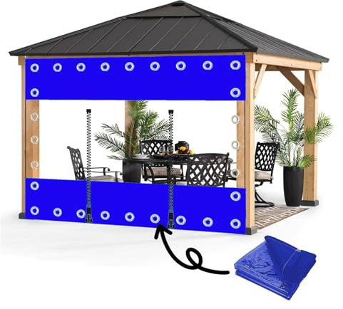 YPIOUREN Tende For Esterni, Tela Cerata Patchwork Blu Trasparente, Tela Cerata In PVC Resistente Alle Intemperie, Tela Cerata Trasparente Con Occhielli E Cerniere, For Terrazze, Pergolati(7x7m/22.97x2
