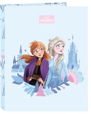Safta FROZEN ICE MAGIC Ordner mit 4 Ringen, ideal für Kinder verschiedener Altersgruppen, bequem und vielseitig, Qualität und Widerstandsfähigkeit, 26,5 x 33 cm, hellblau, M, Casual