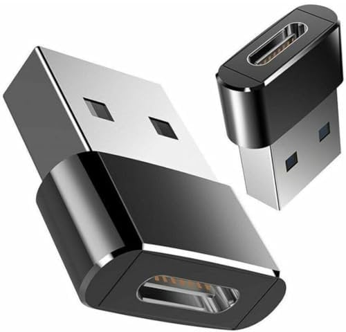 USB to USB C Adapter for i-Phone 16 15, PD 20W USB-C Type C Fast Car Charger Adapter Plug for i-Phone 14, 13, 12, 11, Sam-sung S24, S23, S22 S21 S20 and More, Type C Female to USB A Male (Black)
