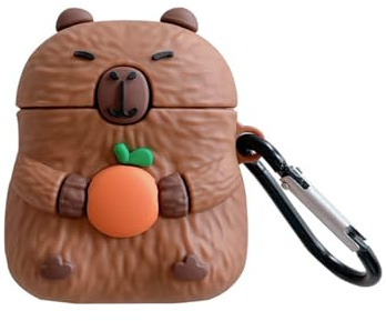 Kopfhörerhülle für AirPods 4, niedlich, hält Orange Calm Capybara, weiche TPU-Silikonhülle, schöne braune Capybara AirPods 4, Schutzhülle, stoßfest, Schutz für Ohrhörer