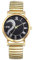 JewelryWe Damenuhr Herz Elastische Uhren: Strass Semi Herz Buchstaben Love Analog Quarz Armbanduhr Damen Gold Edelstahl Stretch Armband Uhr mit Zugarmband & Schwarz Römischen Ziffern Zifferblatt