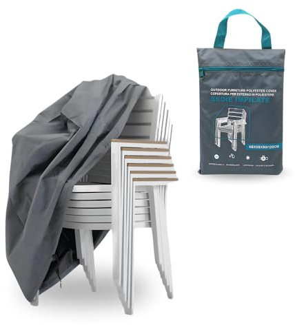 Paluplus Copertura Protettiva per Sedie Grigia, Misura 68x68x120 cm, Tessuto Impermeabile 210D, Telo con Sacca e Laccetto, Protezione da Polvere, Pioggia, Raggi UV -7989C-0,5