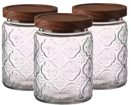 Bigingjia Tea, Coffee, Sugar, Canisters - Decorative Kitchen Food Storage,Storage Canister Airtight Lids,Glass Jars for Sugar Coffee Tea,Kitchen Organization Set of 3