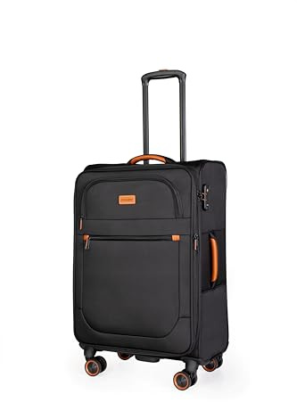 METZELDER Valise Souple Retro Extensible Gros Volume Serrure TSA Garantie 1 an, (Noir (Black), M - Medium - 79/93L - 67x42x28 3,4kg)
