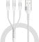 RAVIAD 3 en 1 Câble Multi USB, Multi Chargeur USB Câble en Nylon Tressé avec Micro USB Type C Lightning Connecteurs pour iPhone 16/15/14/13, Samsung Galaxy S24 S23 S22 S21, Huawei, Honor, Kindle - 3M
