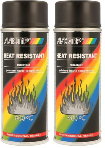 Motip - Peinture Noir Mat - MT4031 - Résitant À La Chaleur & À L'Essence - Excellente Adhérence - Haute Qualité - 400ml (Lot de 2)