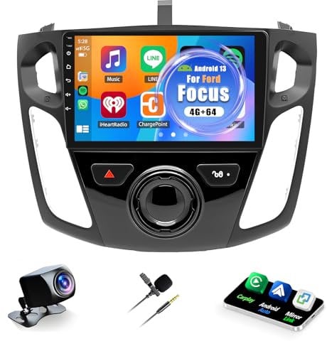 4G+64G Android 13 Car Radio for Ford Focus MK3 2011-2019 with Wireless Carplay Android Auto, 9 Inch Touchscreen Car Stereo with Bluetooth Mirror Link GPS WiFi FM HiFi FM/RDS SWC + Backup Camera