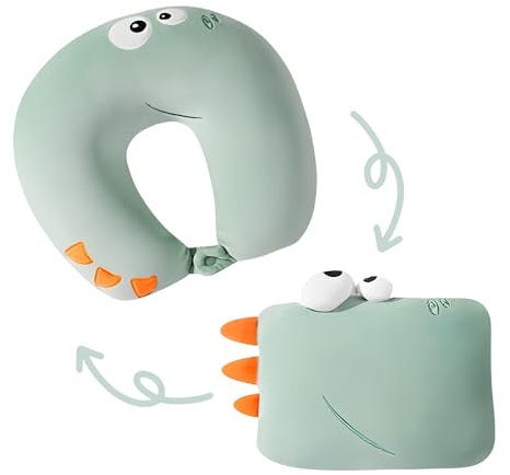 XPJBKC Reisekissen, 2 In 1 Verformbares Nackenkissen Kinder, Reisekissen Umwandelbar Nackenhörnchen, Weiches U-Förmiges Kissen Flugzeug für Kinder, Mädchen, Jungen, Teenager, Erwachsene Auto Reisen