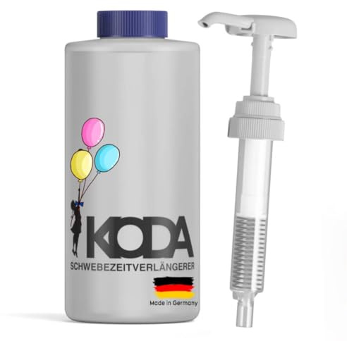 KODA Gel Globos Helio 600 g – Tratamiento para Globos de Látex con Helio – Prolonga la Duración de Flotación – con Bomba Dosificadora y Clip – hasta 300 Globos