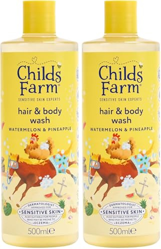 Childs Farm Kids Hair & Body Wash, Watermelon & Pineapple | Tear-free, Gently Cleanses | Suitable for Dry, Sensitive Skin, 500ml (Pack of 2)