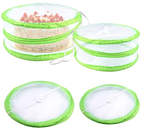 4 Stück Faltbare Abdeckhauben für Lebensmittel, Pop-Up Fliegenhaube Lebensmittel, Obstnetz gegen Fruchtfliegen in 2 Größen, Fliegenhaube für Obst, Kuchen, BBQ, Salate, Picknick und Camping