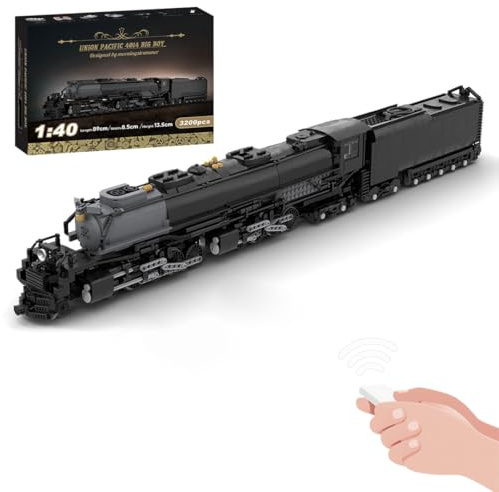 XKlemBauklode Big Boy RC Zug Bausteine, 1/40 Dampflokomotive-KlemmbausteineMOC-Display-Modelleisenbahn für Erwachsene (3200 Teile)