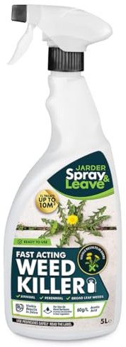 Jarder Fast Acting Strong Weed Killer for Hard Surfaces 1L - Kills Weeds in 24 hours - Ready to Use Weedkiller- Glyphosate Free - 1L covers 10m2