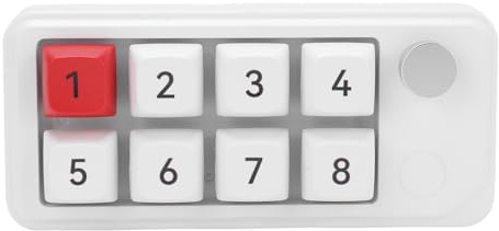 LICAEVEY Wired USB C Numeric -Tastatur mit 8 Programmierbarer Tastenknopf, Einer Handmechanordie mit Makro -Makro -Tastatur, Floating Copy Copy Paste -Verknüpfungen für Wins PC Laptop (White)