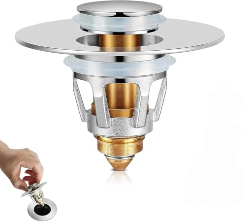Drain Magic - Drain Magic 2 in 1 Universal Waschbeckenstöpsel mit Abflusssieb, für Waschbecken, Badewanne, Waschbecken oder Dusche