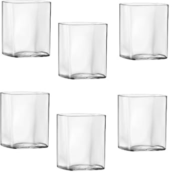 COSE DA CASA Set di 6 bicchieri ROCKS 35cl Liquori cocktail e bevande long drink in vetro soffiato SON.hyx leggero brillante resistente Elegante bicchiere top class square beverage forma quadra