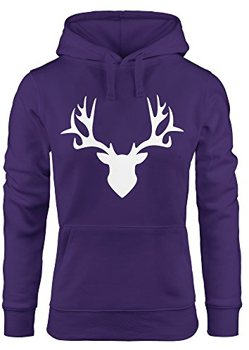 MoonWorks Hoodie Damen Hirsch Geweih Sweatshirt Kapuze Kapuzenpullover