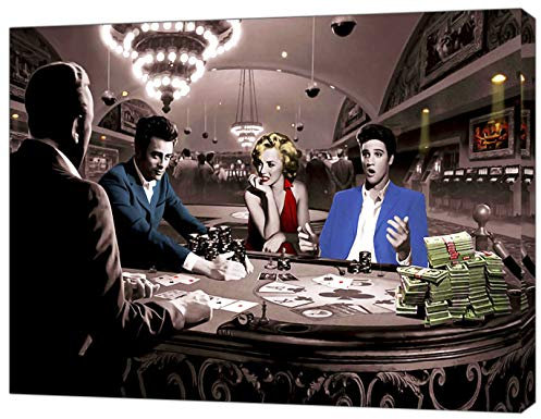 artsprints Leinwandbild, Motiv Marilyn Monroe Elvis Presley James Casino auf Holzrahmen, 30,5 x 20,3 cm, 38 mm Tiefe