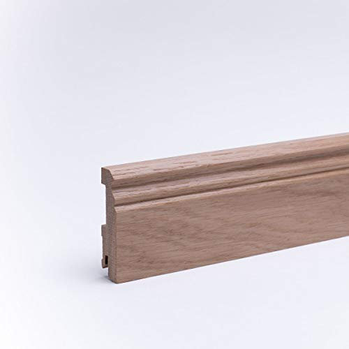 Plinthe en bois massif - Profil Berlin 80 mm - Chêne - Plinthe en bois véritable - 80 x 20 x 2400 mm laqué.