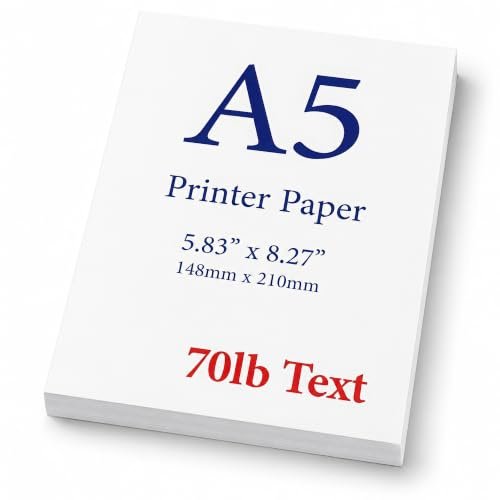 Premium A5 (21,1 x 14,8 cm) Drucker Papier – 150 g Text (105 gsm) Hochweißes Papier 250 Sheets weiß