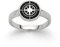 DUR Ring Kompass aus 925 Sterling Silber mit Lavasand veredelt, Größe: 58, Silber/Schwarz, R5158.58