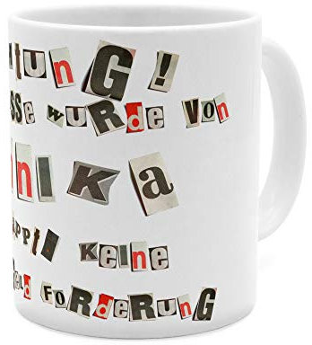 printplanet Tasse mit Namen Annika - Motiv Entführung - Namenstasse, Kaffeebecher, Mug, Becher, Kaffeetasse - Farbe Weiß