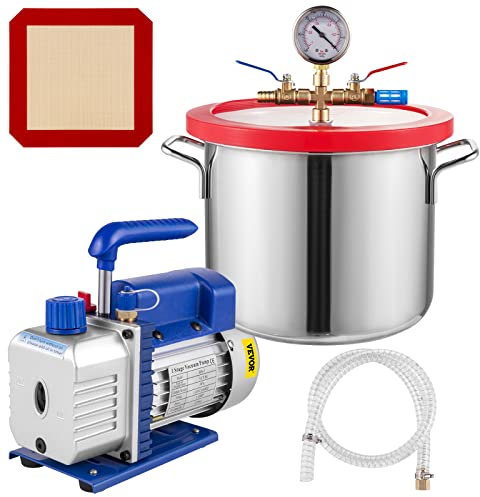 Mophorn 3CFM Pompe à Vide avec 1,5 Gallons Chambre à Vide, Pompe à Vide Frigoriste avec Chambre sous Vide, Pompe à Vide Climatisation avec Jauge à Vide r32 r410a r134a
