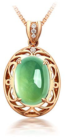Daesar 750 Gold Kette Damen mit Anhänger Oval mit Prehnite 4ct Hochzeit Halskette Rosegold für Mutter Freundin