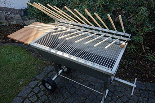 Kirschner Metallbau STECKERLFISCHGRILL FISCHGRILL 95x48cm Edelstahlgrill Edelstahl Grill Mangal BBQ Holzkohlegrill Kohle Griller Rost
