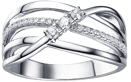 JO WISDOM Damen ring breit silber 925 mit 3A Zirkonia Verlobungsring,Schmuck für Frauen