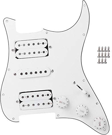 Geladenes E-Gitarren Schlagbrett, Vorverdrahtetes Schlagbrett mit HSH Tonabnehmer für ST/SQ E-Gitarrenbrett(Weiß)