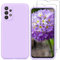 YiKaDa - Coque Compatible avec Samsung Galaxy A32 4G (Pas pour 5G) + [2 Pièces] Protection d'écran en Verre Trempé, Housse Silicone TPU Liquide - Violet