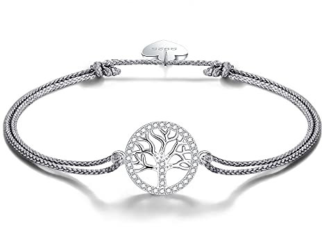 Viwind Armband Damen 925 Sterling Silber Lebensbaum Armbänder Baum des Lebens Armreif für Frauen und Mädchen 24cm Einstellbar Handgewebtes Armkette mit Geschenkbox