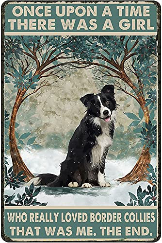 Vintage Border Collie Dog Sign - Aluminum Metal for Home, Office & Bar - 5.5x8 Inch