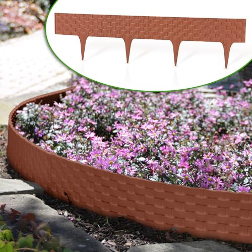 GardenPlast® RattanPalisade - Rasenkante Gartenpalisade Palisade Beetumrandung RattanOptik - 2,4m, Terrakotta