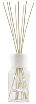 Millefiori Milano Duftdifussor mit der Duftnote White Paper Flowers mit 7 Balsaholzstäbchen 100ml, 7MDWF