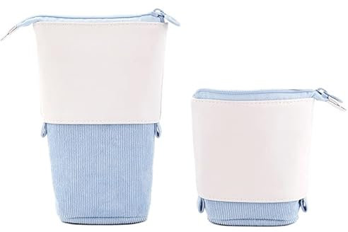 YeahBoom Federmäppchen Reißverschluss,2-in-1 Schlampermäppchen und Stifteköcher,Federmäppchen Mädchen,Ständer Bleistifthalter,Teleskopisch Mäppchen,Stifteköcher für Teenager Schülerin