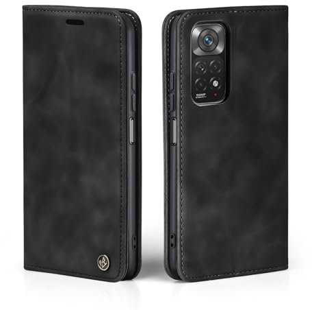 LBH Handyhülle für Xiaomi Redmi Note 11 / 11S in Schwarz mit Karten- und Geldfach Smartphone Hülle mit Standfunktion Flip Case Schutzhülle Magnetverschluss Vintage