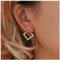 Dervivea Boho Quadratische Jacke Ohrringe Hohle Quadratische Ohrstecker Minimalistische V-Ohr Jacke Ohrring Silber Geometrie Ohrringe Schmuck für Frauen und Mädchen