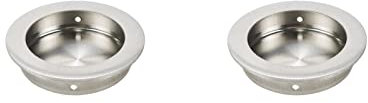 WDONAY Tiradores empotrados de acero inoxidable de 70 mm, redondos plateados, para puerta corrediza, tiradores de bolsillo para puerta corredera, armario con tornillos, 2 unidades
