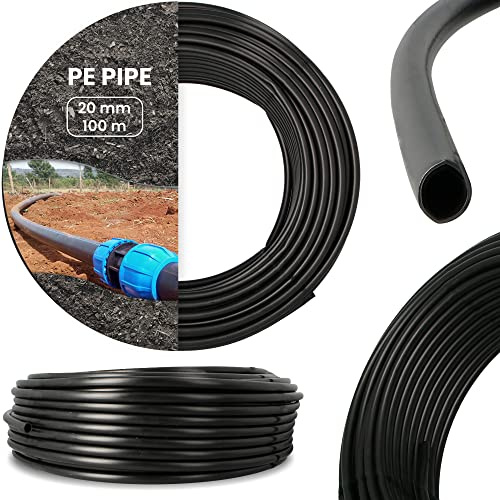 PE-Rohr für Bewässerung 20mm 100 m Verlegerohr Wasserleitung Versorgungsleitung Bewässerung Druckrohr Versorgungsleitung Pipeline Sprinklersystem UV-Beständig