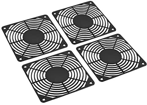 PATIKIL 120mm Ventilateur Filtre, 4 Paquet ABS Plastique Ventilateur Grille Protection Garde pour Ventilateur Protectif Couverture Bricolage, Noir