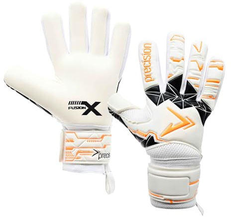 Precision Training Fusion X Negative Replica Football Kid'sGoalkeeper Gloves, White, 5
