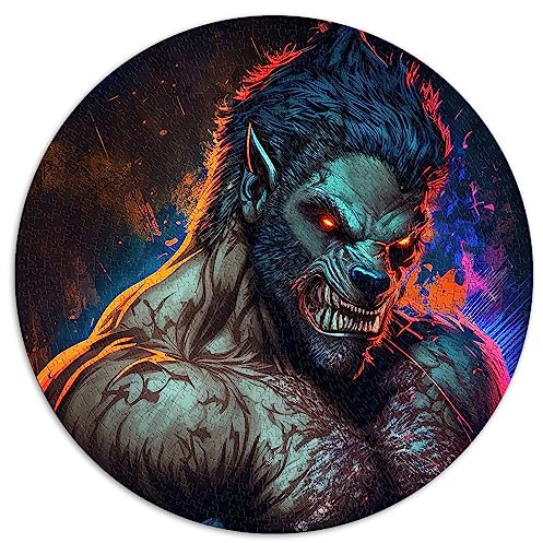 1000-teiliges Puzzle, runde Puzzles mit wildem Biest, geeignet für Erwachsene und Kinder ab 12 Jahren, Papppuzzles, Lernspiel, Herausforderungsspielzeug, Größe: 67,5 x 67,5