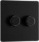 BG Electrical FFB82 Variateur d'intensité intelligent à double paroi, 2 voies, plaque frontale sans vis, plaque plate de qualité supérieure, noir mat, 200 W